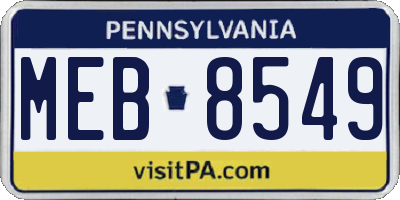 PA license plate MEB8549