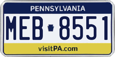 PA license plate MEB8551