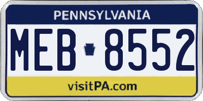 PA license plate MEB8552