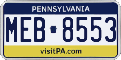 PA license plate MEB8553