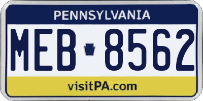 PA license plate MEB8562