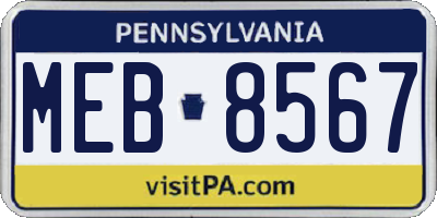 PA license plate MEB8567