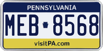 PA license plate MEB8568