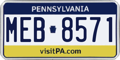 PA license plate MEB8571