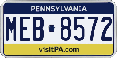 PA license plate MEB8572