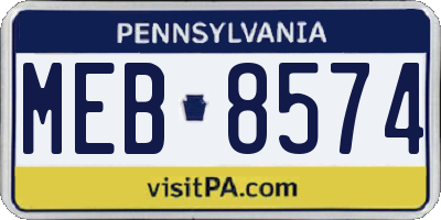 PA license plate MEB8574