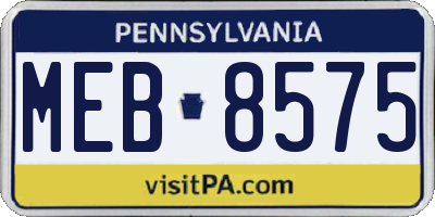 PA license plate MEB8575