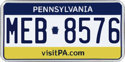 PA license plate MEB8576