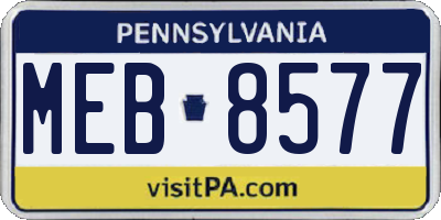PA license plate MEB8577