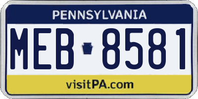 PA license plate MEB8581