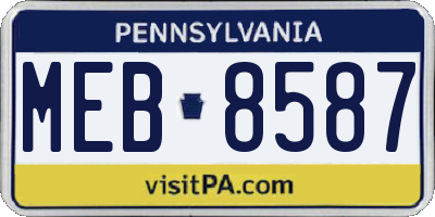 PA license plate MEB8587