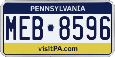 PA license plate MEB8596