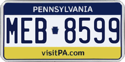PA license plate MEB8599