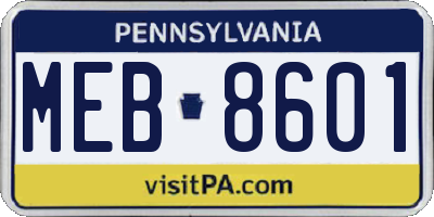 PA license plate MEB8601