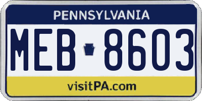 PA license plate MEB8603