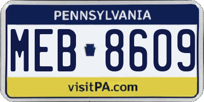 PA license plate MEB8609