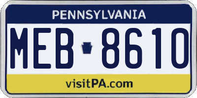 PA license plate MEB8610