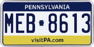 PA license plate MEB8613