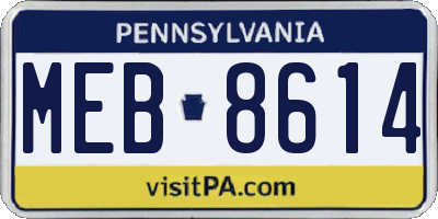 PA license plate MEB8614