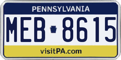PA license plate MEB8615