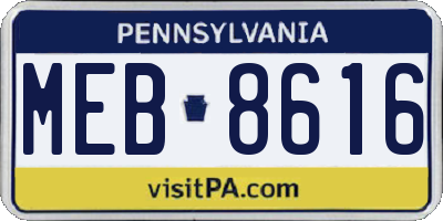 PA license plate MEB8616