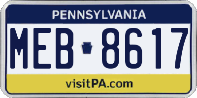 PA license plate MEB8617