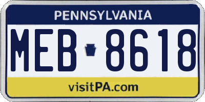 PA license plate MEB8618