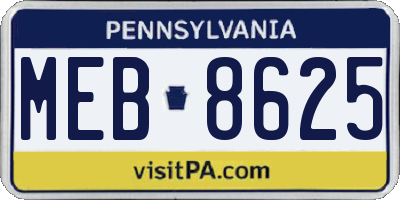 PA license plate MEB8625