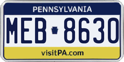 PA license plate MEB8630