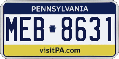 PA license plate MEB8631