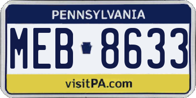 PA license plate MEB8633
