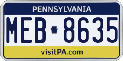 PA license plate MEB8635