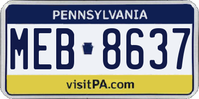 PA license plate MEB8637