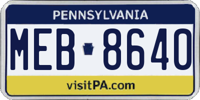 PA license plate MEB8640