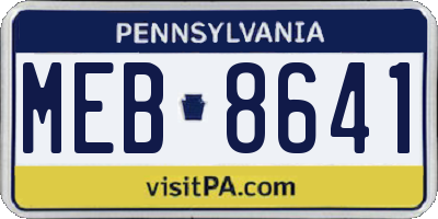 PA license plate MEB8641