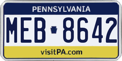 PA license plate MEB8642