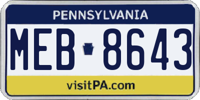 PA license plate MEB8643