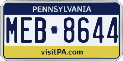 PA license plate MEB8644