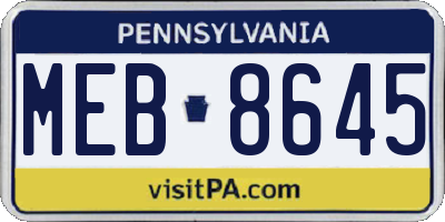 PA license plate MEB8645