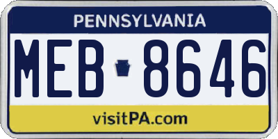 PA license plate MEB8646