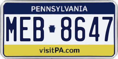 PA license plate MEB8647