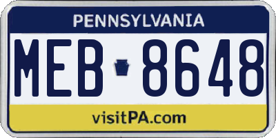 PA license plate MEB8648