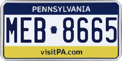 PA license plate MEB8665