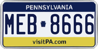 PA license plate MEB8666