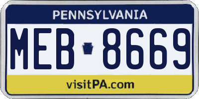 PA license plate MEB8669