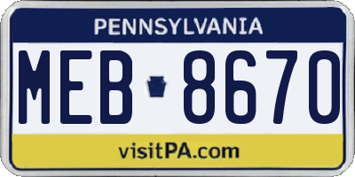 PA license plate MEB8670