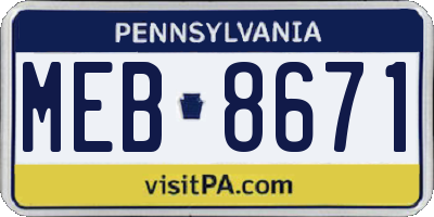 PA license plate MEB8671
