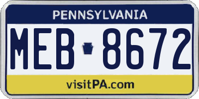 PA license plate MEB8672