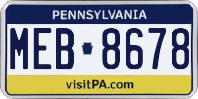PA license plate MEB8678