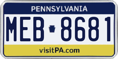 PA license plate MEB8681